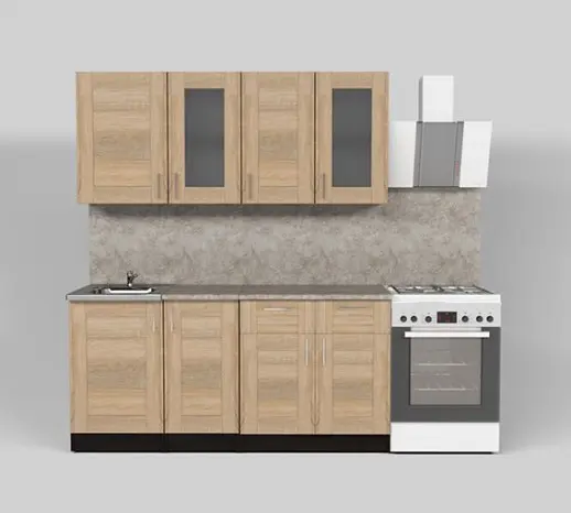 Кухонный гарнитур "Квадро дуб сонома/Малага" 1700 мм
