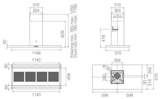 Кухонная вытяжка Elica THIN ISLAND IX/A/120