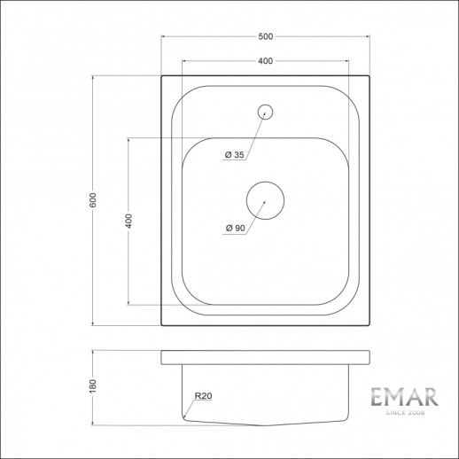 Кухонная мойка Emar Steel T5060L глянец