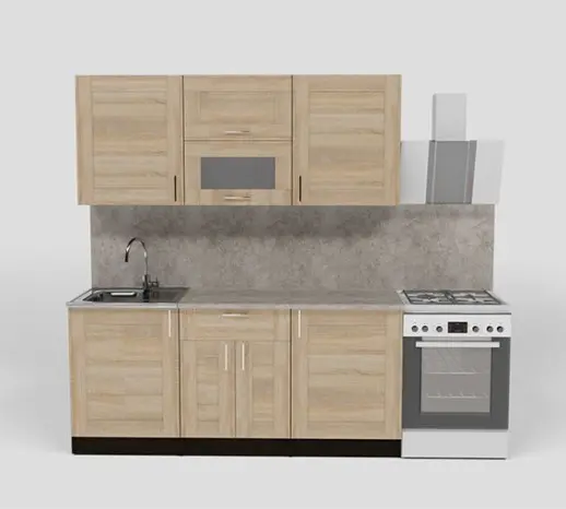 Кухонный гарнитур "Квадро дуб сонома/Малага" 1800 мм