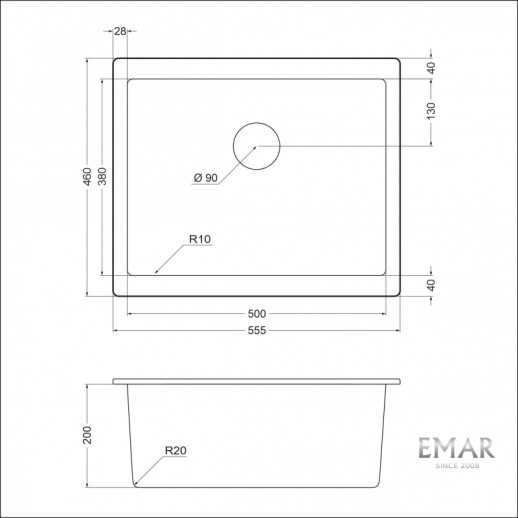 Кухонная мойка Emar EMQ-1555.P