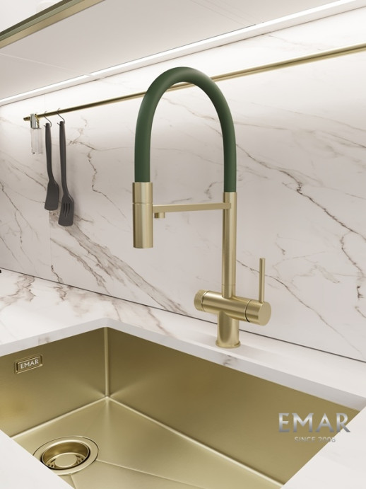 Смеситель Emar ЕС - 7024GRN Matt Gold
