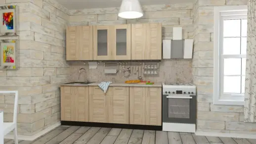 Кухонный гарнитур "Квадро дуб сонома/Малага" 2000 мм