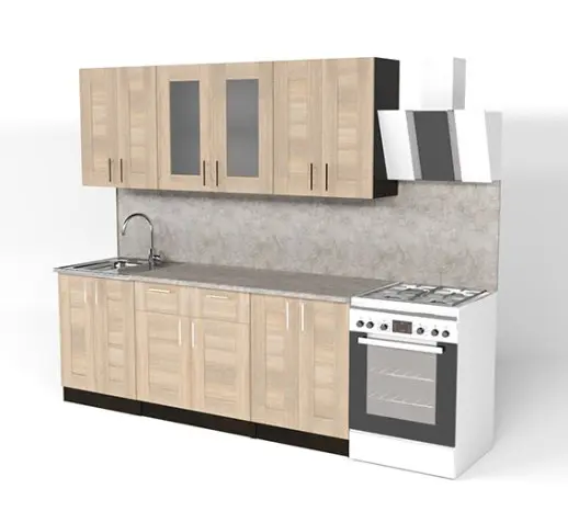 Кухонный гарнитур "Квадро дуб сонома/Малага" 2000 мм