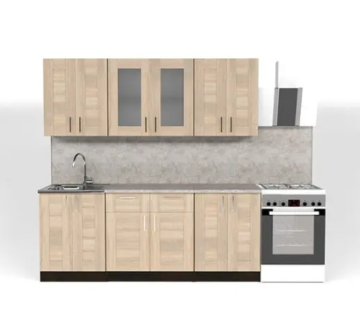 Кухонный гарнитур "Квадро дуб сонома/Малага" 2000 мм