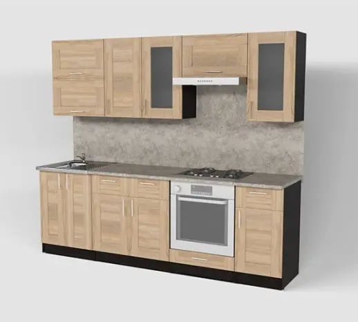 Кухонный гарнитур "Квадро дуб сонома/Малага" 2400 мм