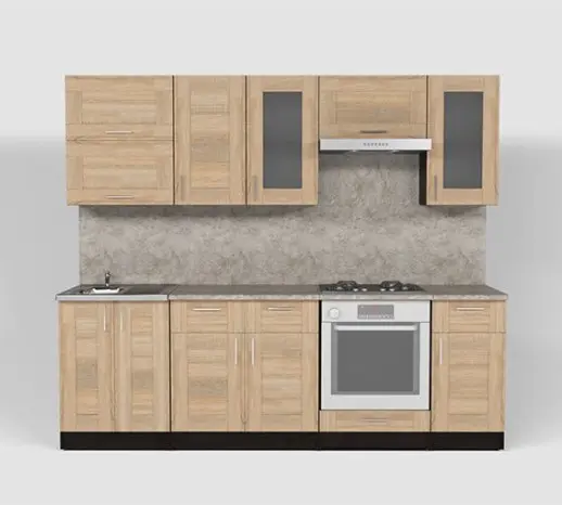 Кухонный гарнитур "Квадро дуб сонома/Малага" 2400 мм