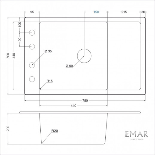 Кухонная мойка EMAR EMQ-1780.Q