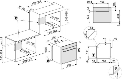 Электрический духовой шкаф с функцией пароварки Smeg SO6102S3PB3