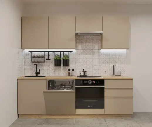 Кухонный гарнитур Лайн Пикрит / Дуб сонома светлый 2400мм