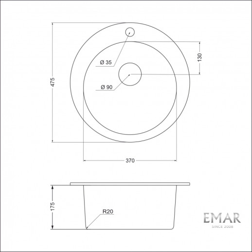 Кухонная мойка Emar Quartz EMQ-1475.C