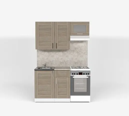 Кухонный гарнитур "Квадро Шимо светлый" 1400 мм