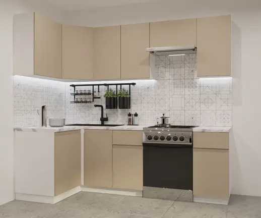 Кухонный гарнитур Лайн Пикрит / Мрамор белый 1200*2400мм