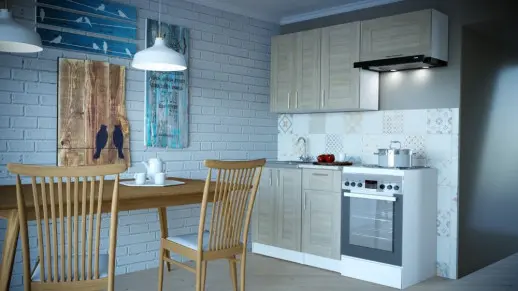 Кухонный гарнитур "Квадро Шимо светлый" 1500 мм