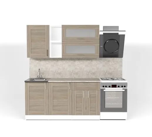 Кухонный гарнитур "Квадро Шимо светлый" 1600 мм