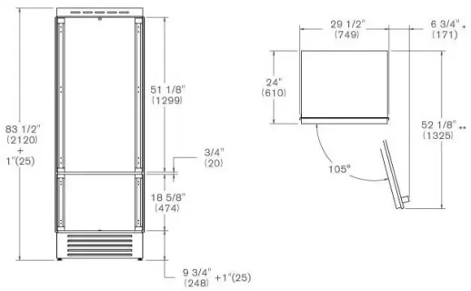 Полувстраиваемый холодильник Bertazzoni REF755BBRXTT