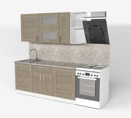 Кухонный гарнитур "Квадро Шимо светлый" 1800 мм