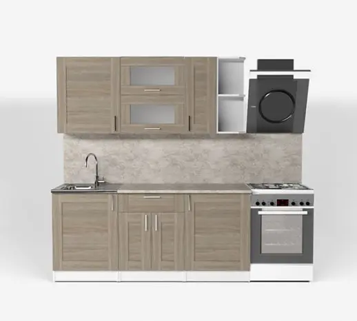 Кухонный гарнитур "Квадро Шимо светлый" 1800 мм