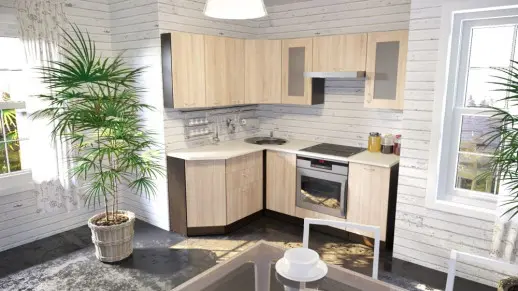 Кухонный гарнитур "Дуб сонома/Берилл бежевый" 2000*1500 мм