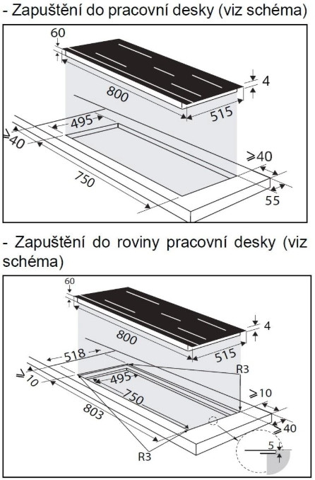 Индукционная варочная панель с вытяжкой De Dietrich DPH4840B INFINITE BLACK
