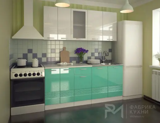 Волна Белый металлик Бирюза 1800