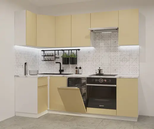 Кухонный гарнитур Лайн Стамбул / Мрамор белый 2450*1000мм