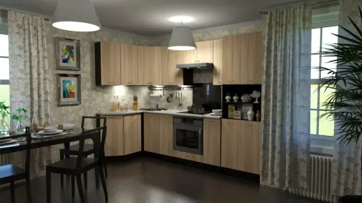 Кухонный гарнитур "Дуб сонома/Берилл бежевый" 2600*1400 мм