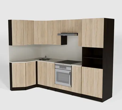 Кухонный гарнитур "Дуб сонома/Берилл бежевый" 2600*1400 мм