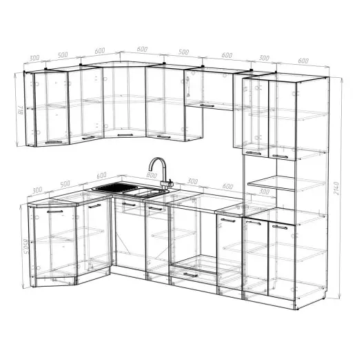 Кухонный гарнитур "Дуб сонома/Берилл бежевый" 2600*1400 мм