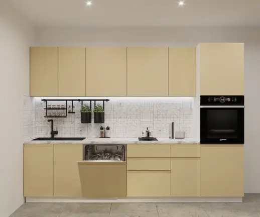 Кухонный гарнитур Лайн Стамбул / Мрамор белый 3000мм