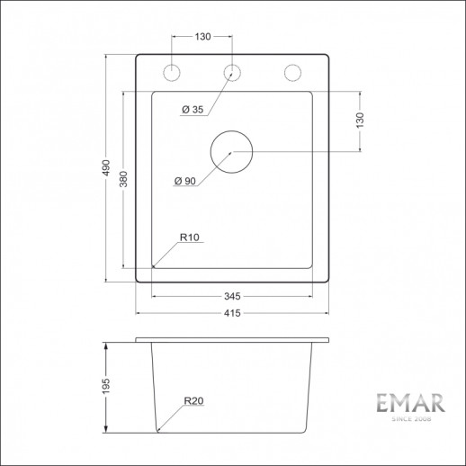 Кухонная мойка Emar Quartz EMQ-1415.Q