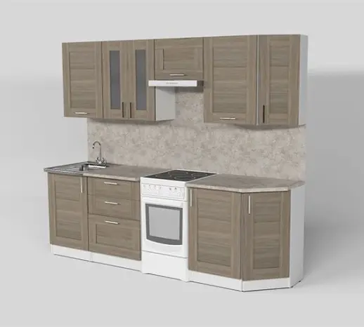 Кухонный гарнитур "Квадро Шимо светлый" 2400 мм