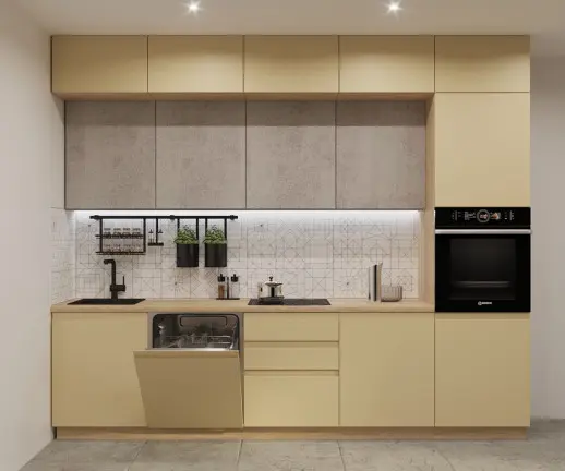 Кухонный гарнитур Лайн Стамбул/Бетон светлый / Дуб сонома светлый 3000мм