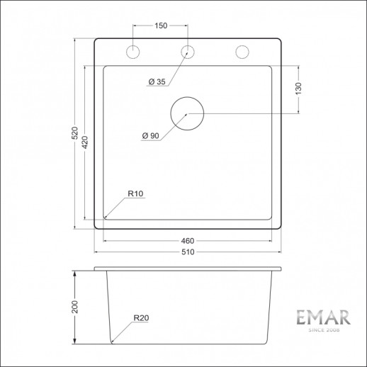 Кухонная мойка Emar Quartz EMQ-1510.Q