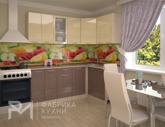 Волна Ваниль глянец  Капучино 2000х1400