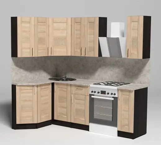 Кухонный гарнитур "Квадро дуб сонома/Малага" 1500*1300 мм