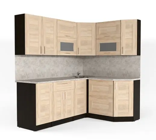 Кухонный гарнитур "Квадро дуб сонома/Малага" 2000*1500 мм