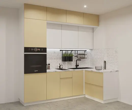 Кухонный гарнитур Лайн Стамбул/Тальк / Мрамор белый 2400*1400мм