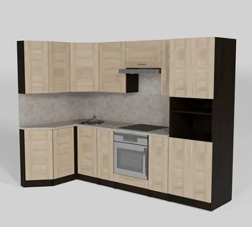 Кухонный гарнитур "Квадро дуб сонома/Малага" 2600*1400 мм