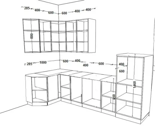 Кухня Изумрудное дерево 1285*3000