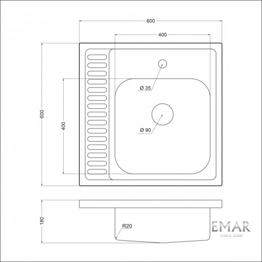 Кухонная мойка Emar Steel T6060RQ