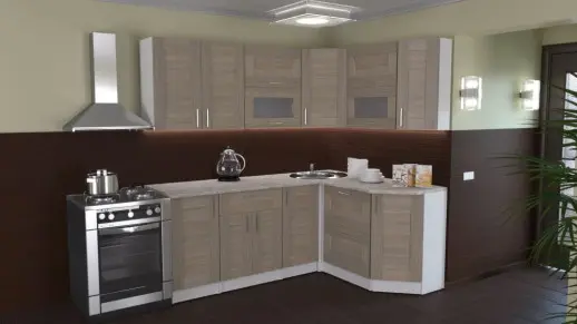 Кухонный гарнитур "Квадро Шимо светлый" 2000*1500 мм