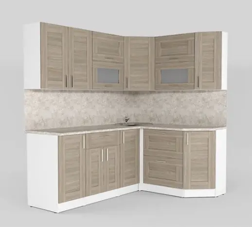 Кухонный гарнитур "Квадро Шимо светлый" 2000*1500 мм