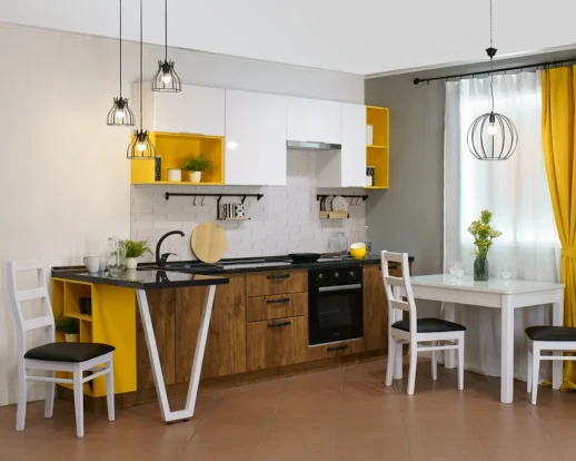 Кухня Белый глянец Роб розовый 2900