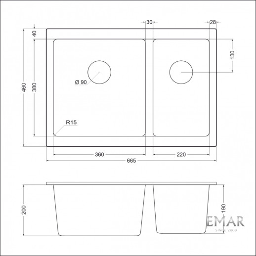 Кухонная мойка EMAR EMQ-2665.PL