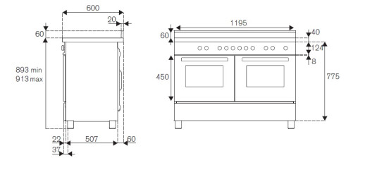Комбинированная кухонная плита Bertazzoni HER126G2ENET чёрная