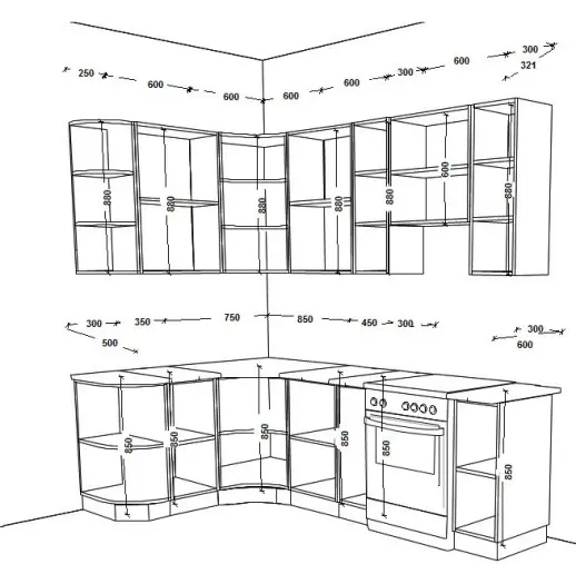 Кухня Рустик серый Дуб бирюза 1500*2400