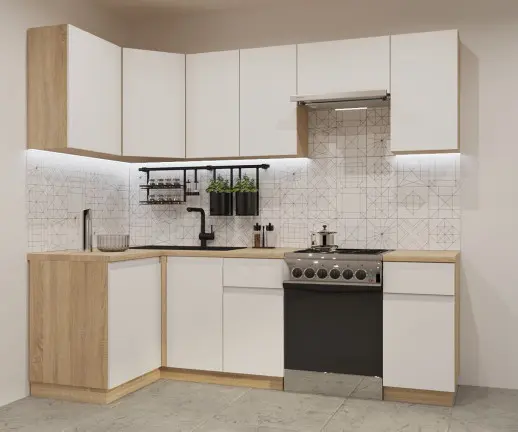 Кухонный гарнитур Лайн Тальк / Дуб сонома светлый 1200*2400мм