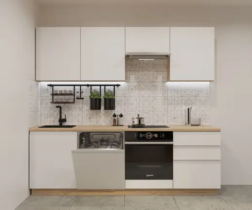 Кухонный гарнитур Лайн Тальк / Дуб сонома светлый 2400мм