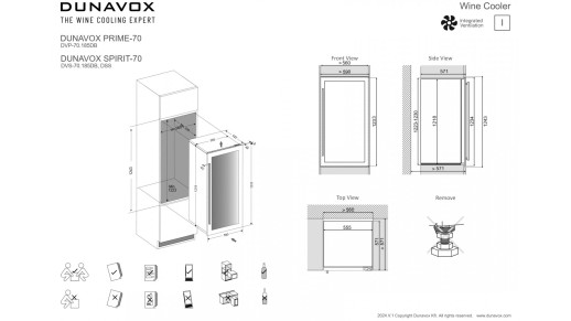 Встраиваемый винный шкаф Dunavox DVP-70.185DB